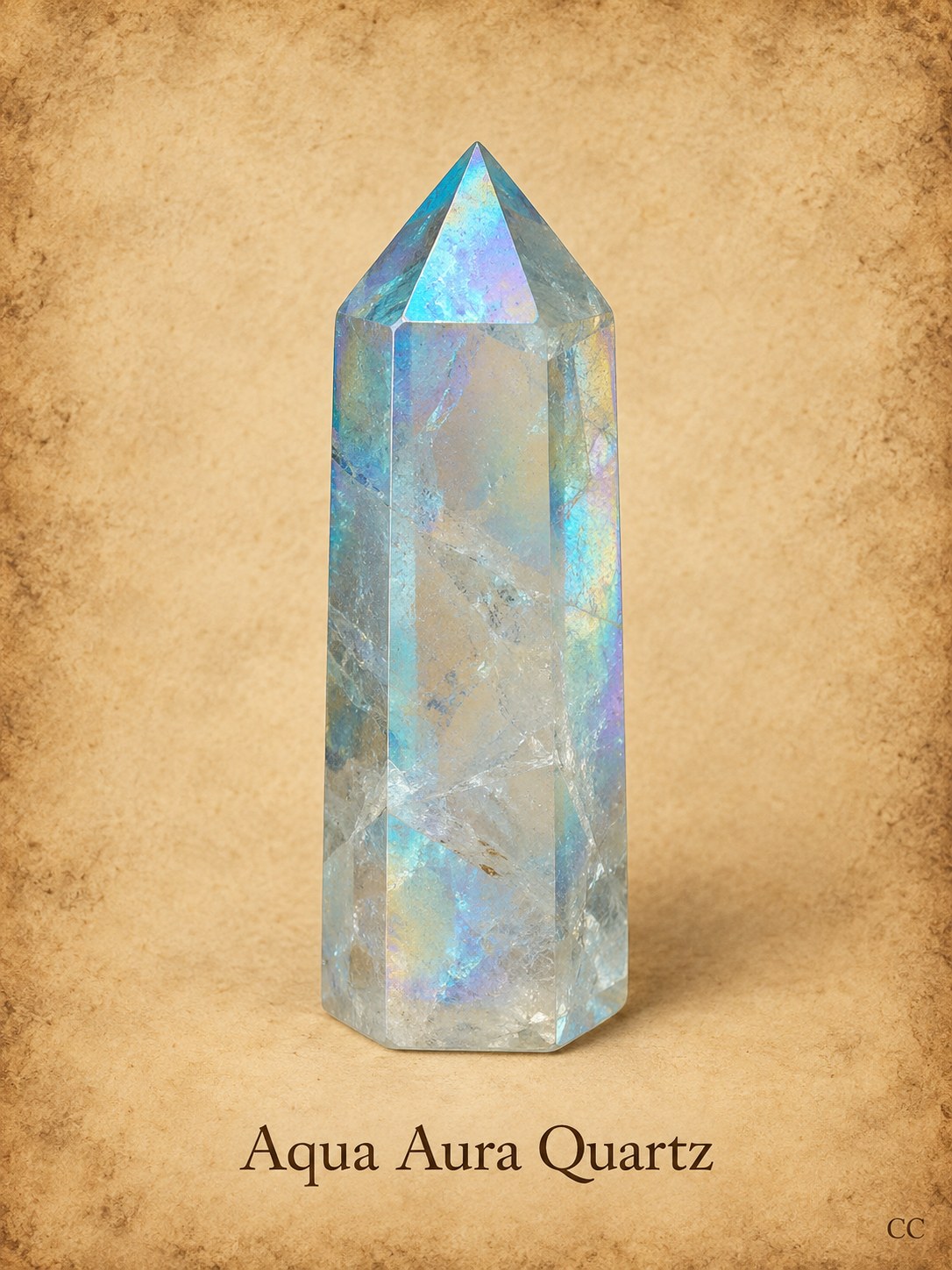 Aqua Aura Quartz specimen