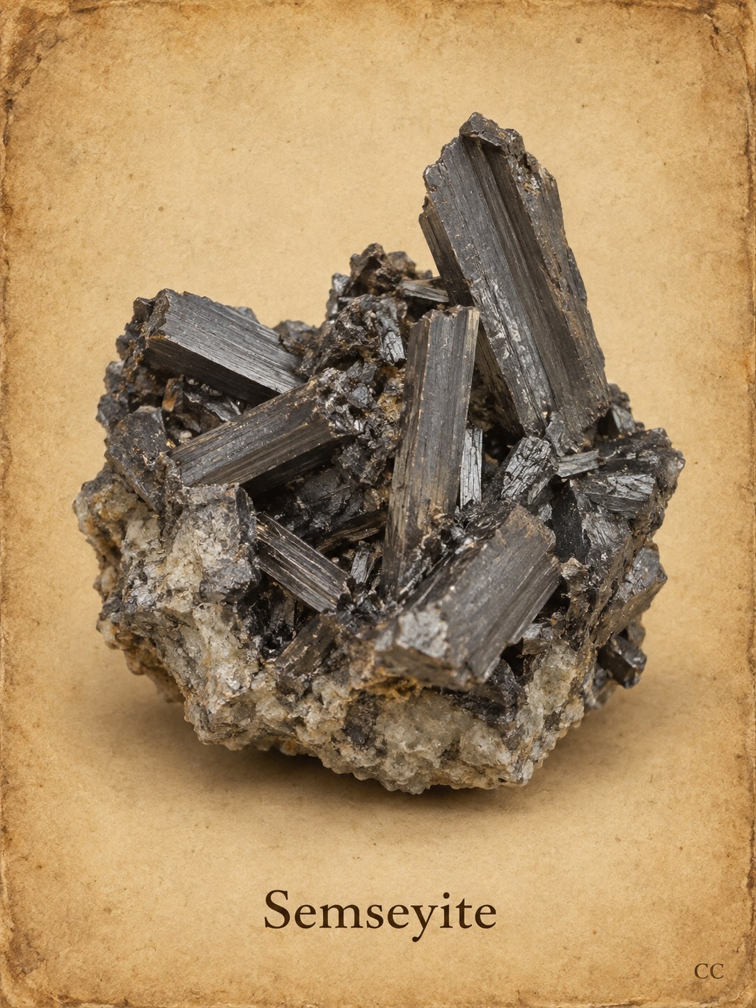 Semseyite specimen