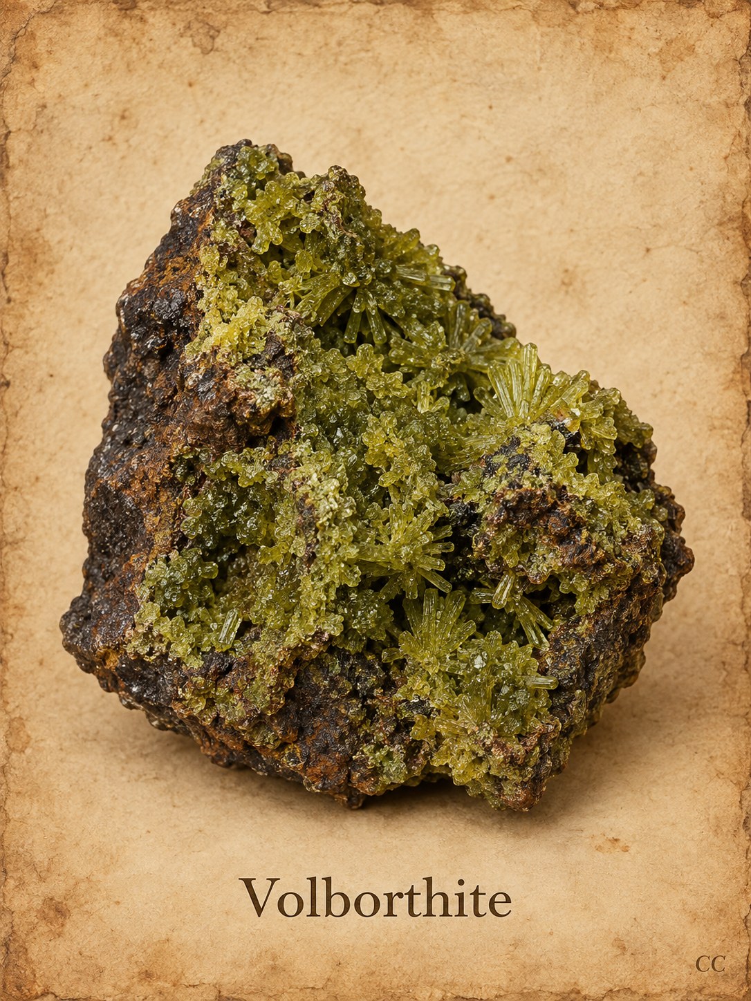 Volborthite specimen